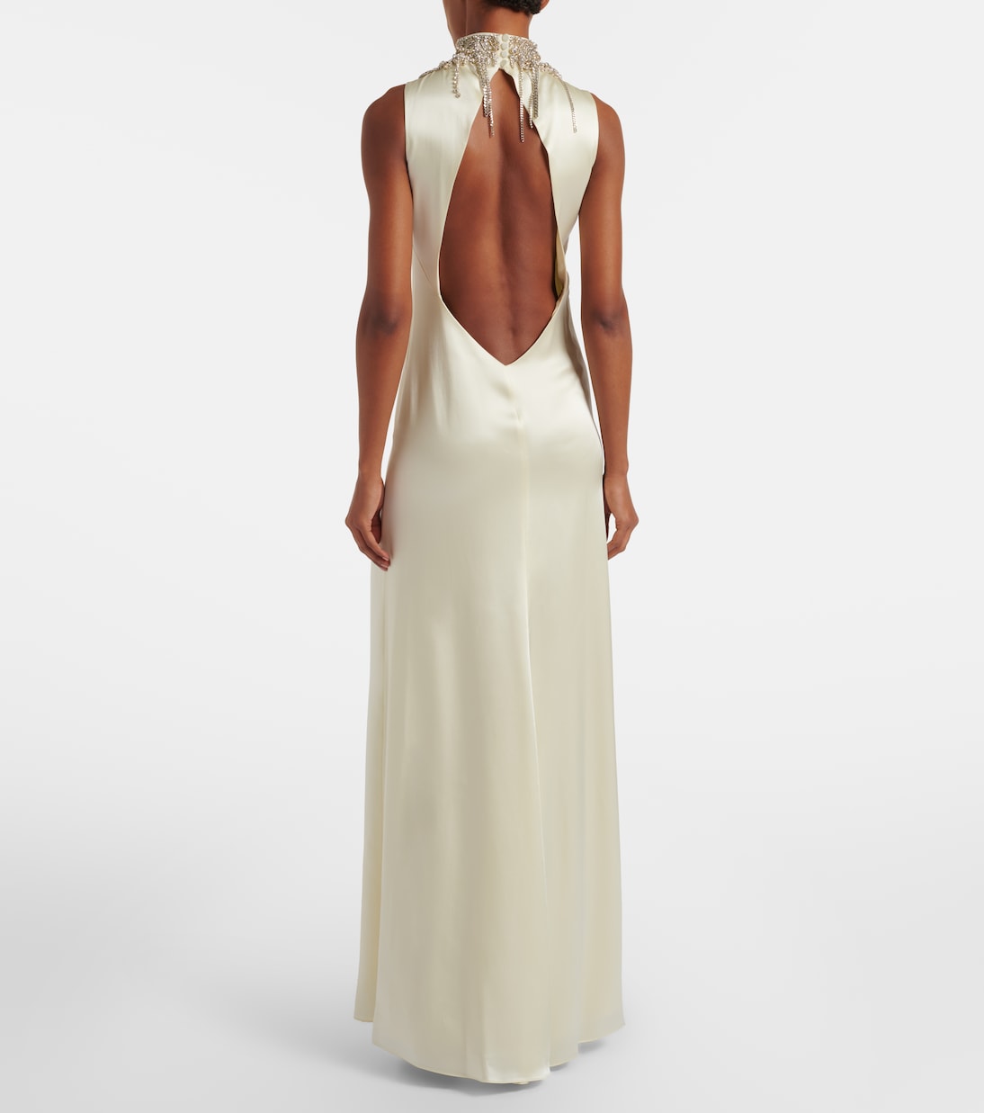 Robe aus Satin mit Kristallen | McQueen