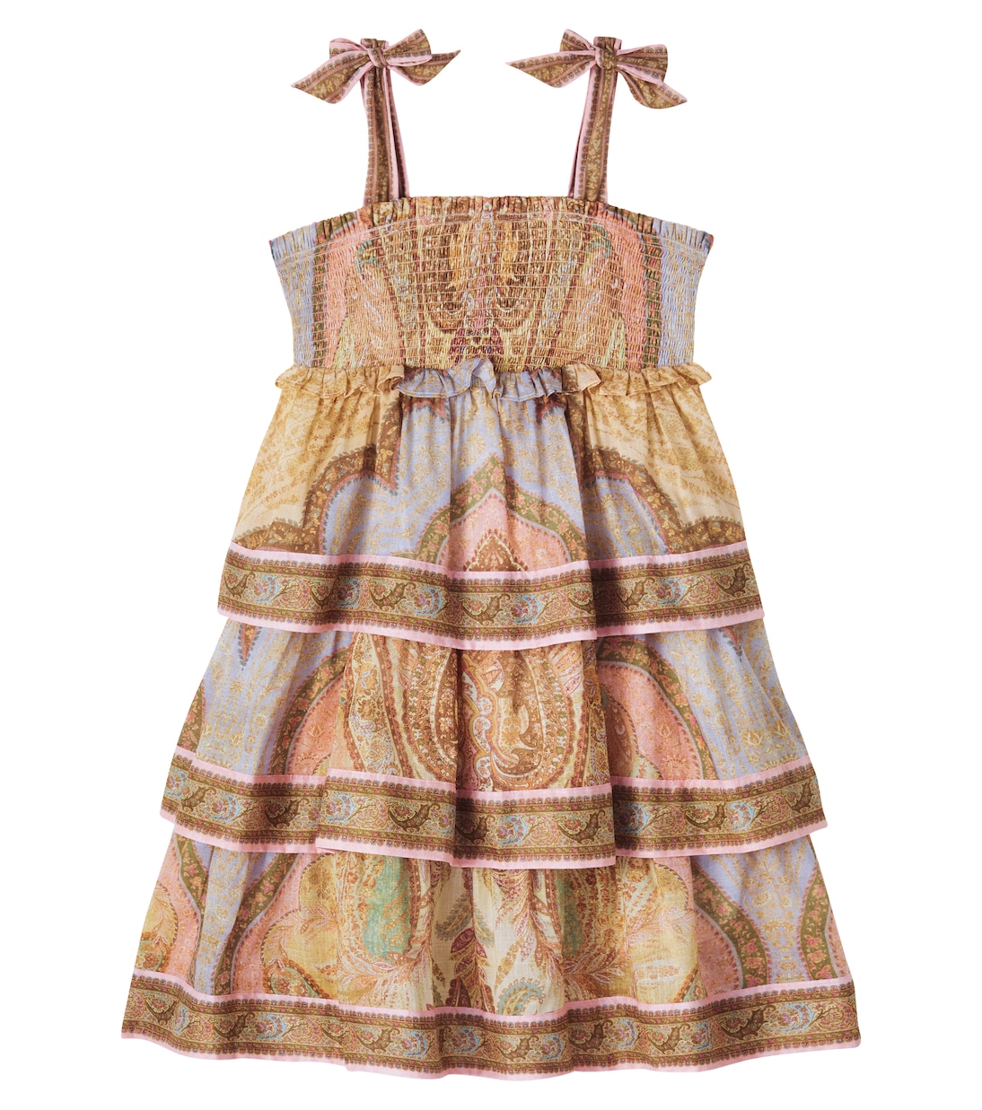 Awaken shirred tiered cotton dress | Zimmermann Kids