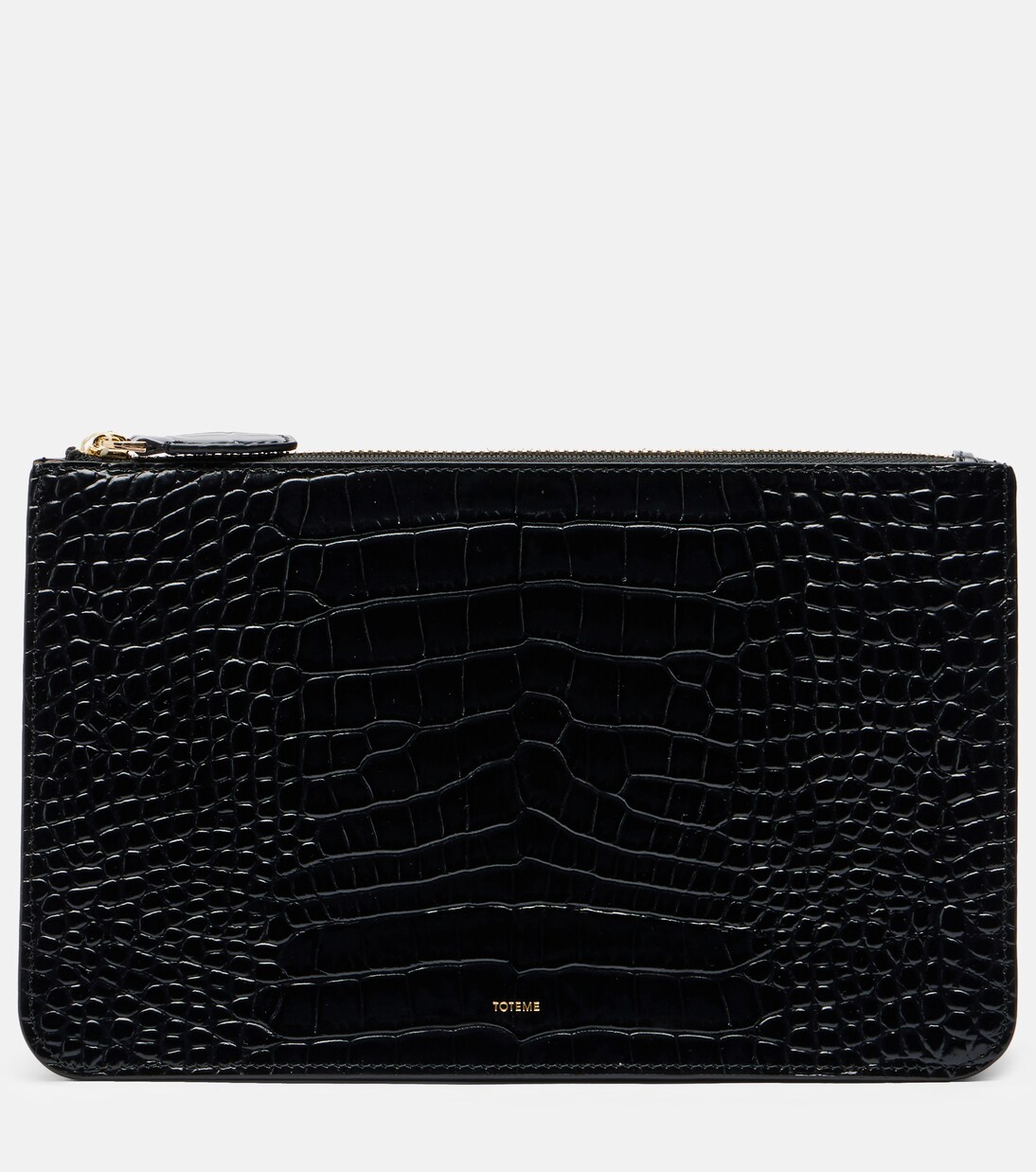 حقيبة كلاتش من الجلد بنقشات جلد التمساح Threefold | Toteme