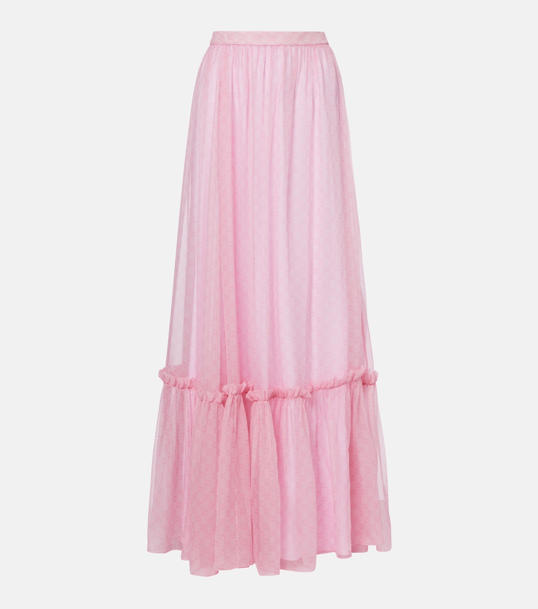GG printed silk chiffon maxi skirt  | Gucci