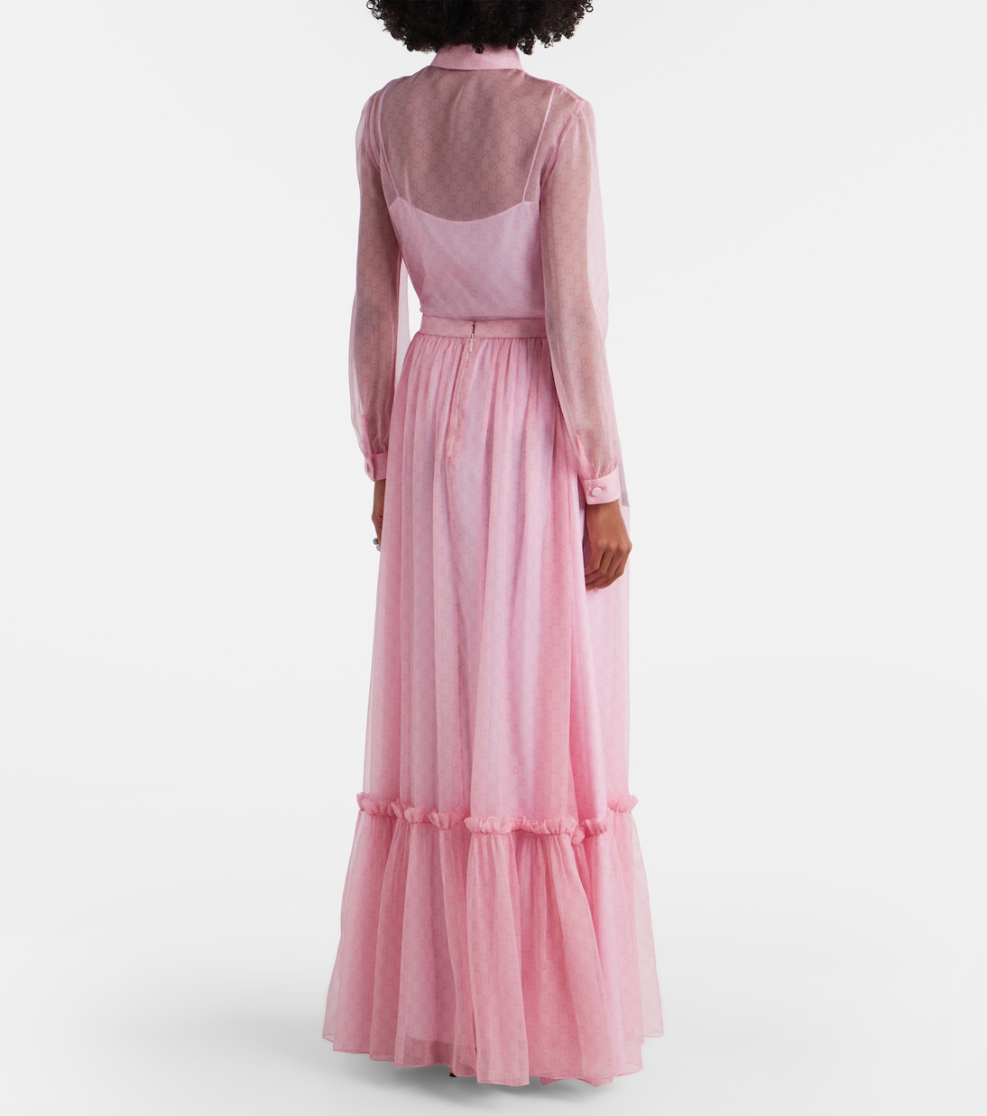 GG printed silk chiffon maxi skirt  | Gucci