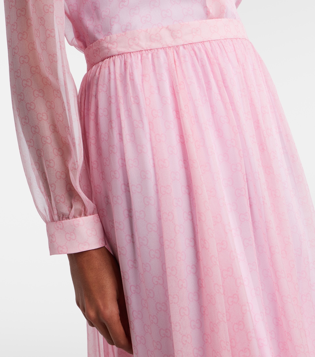 GG printed silk chiffon maxi skirt  | Gucci