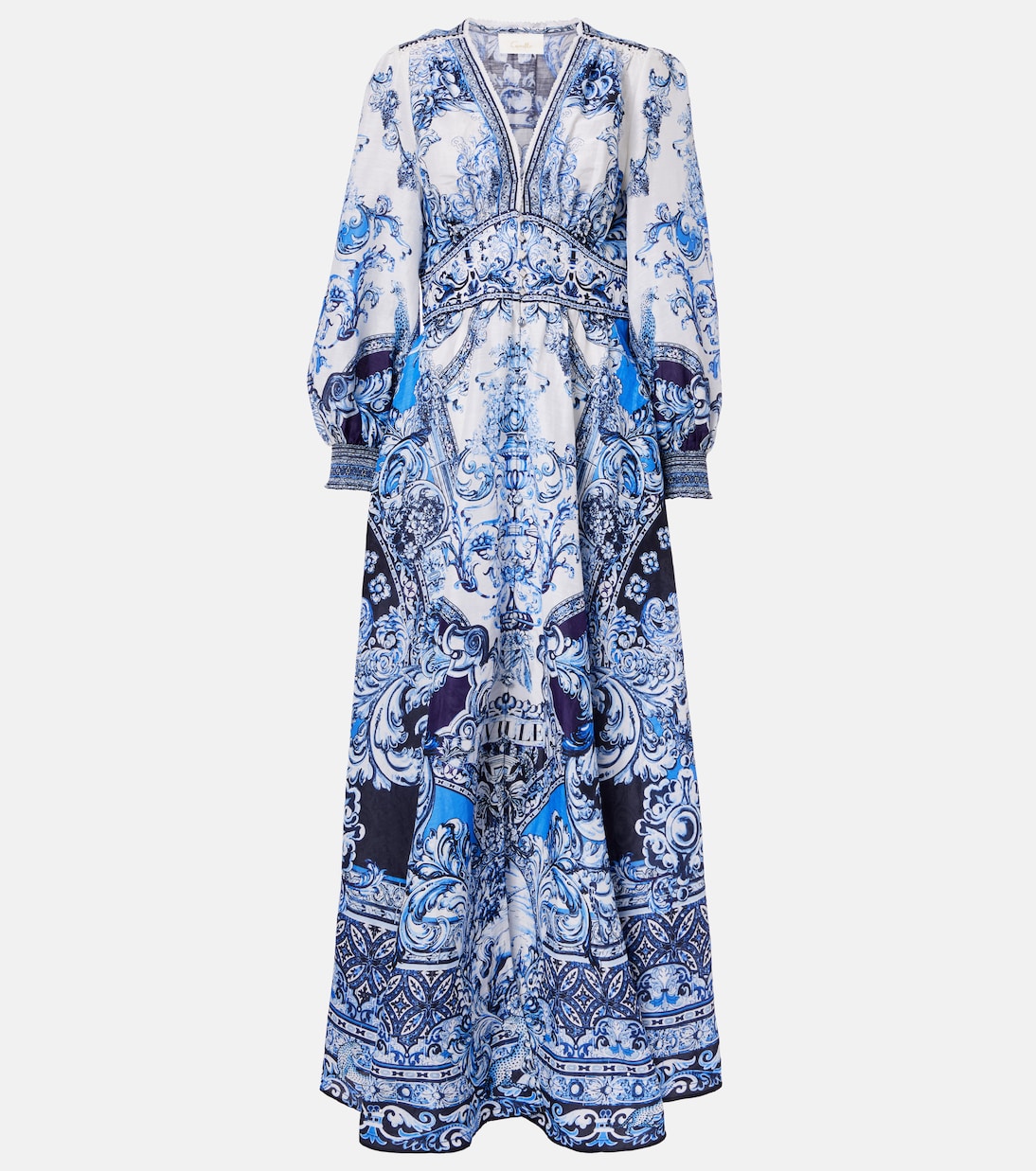 Printed linen and silk maxi dress | Camilla
