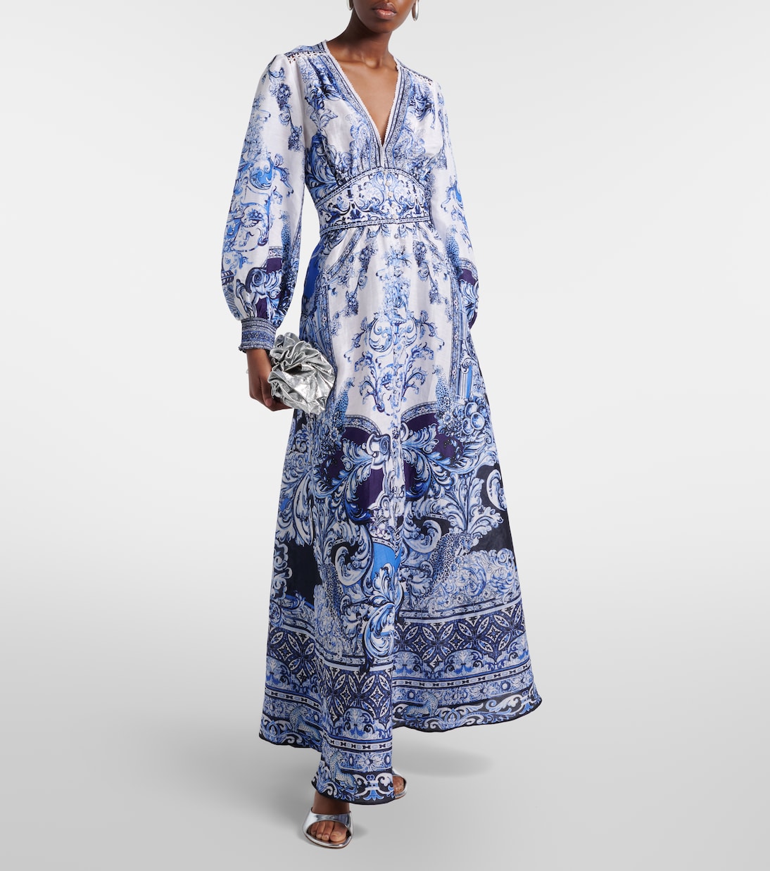 Printed linen and silk maxi dress | Camilla