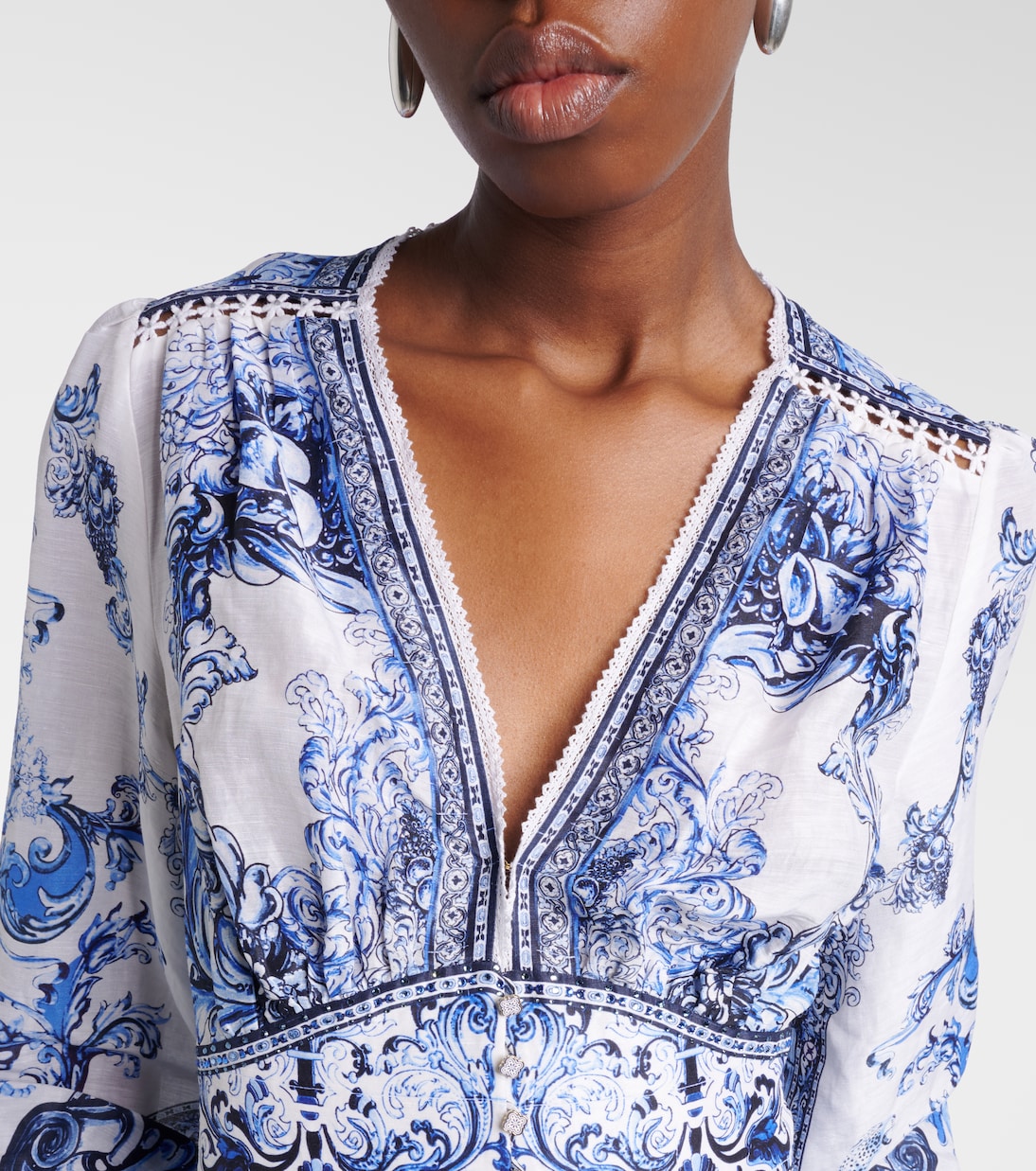 Printed linen and silk maxi dress | Camilla