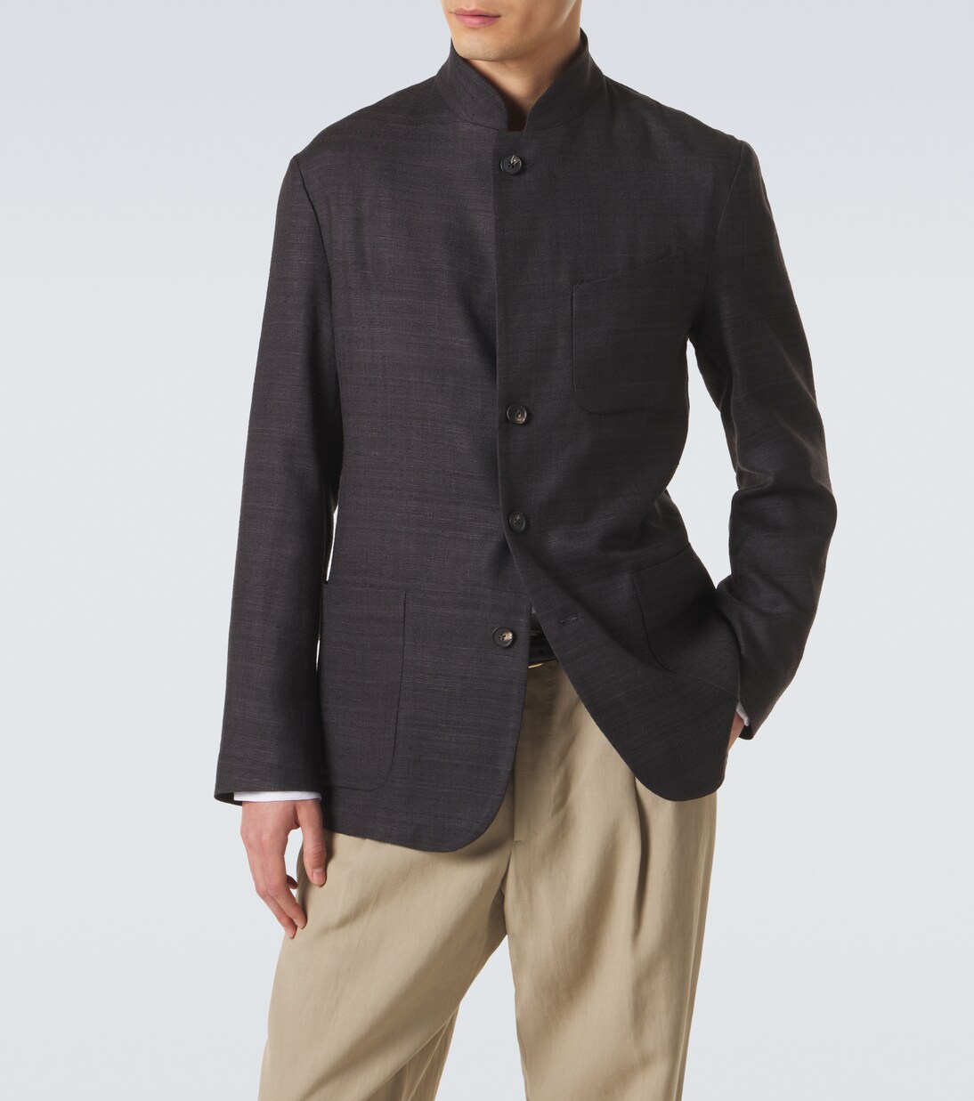 Nehru silk jacket | Saman Amel