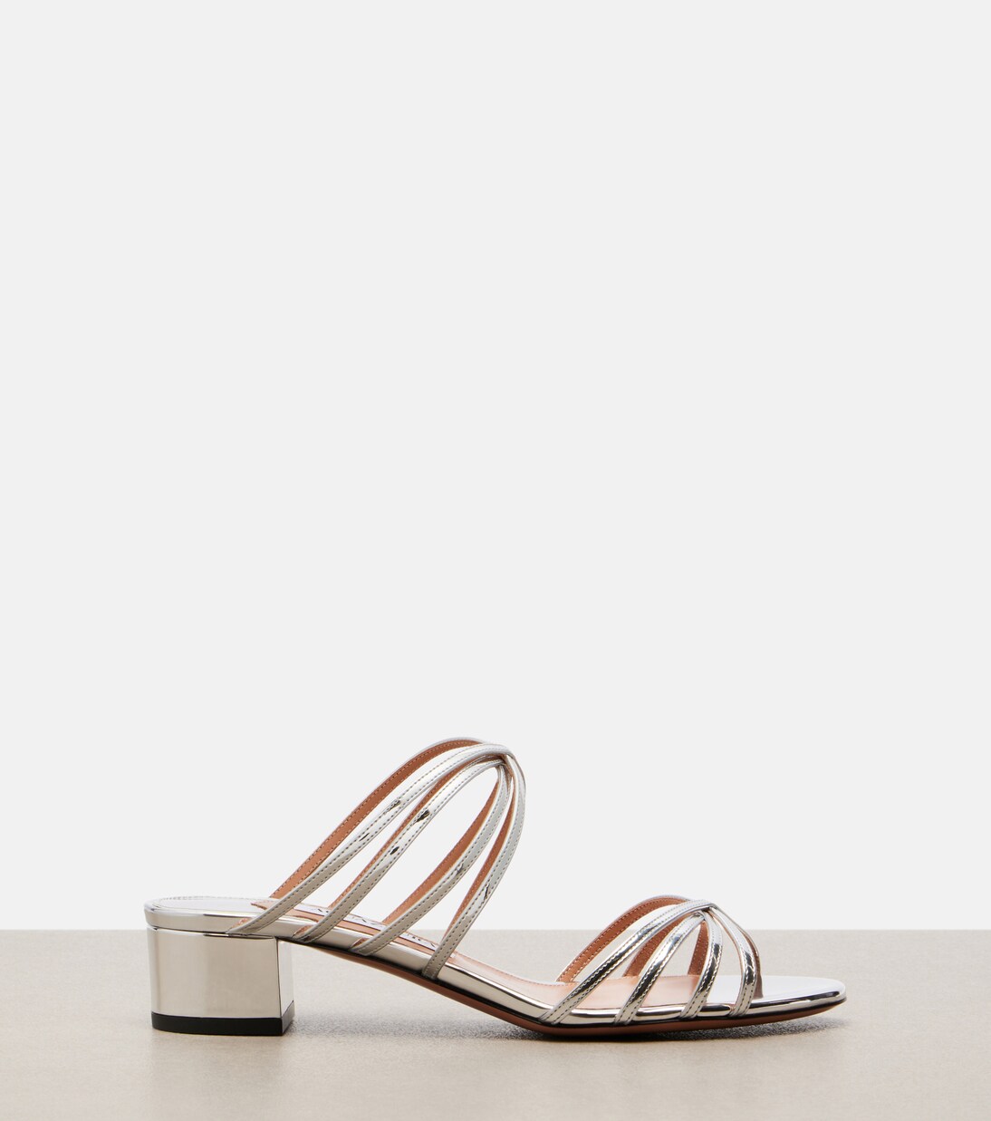 Tell Me mirrored leather mules | Aquazzura