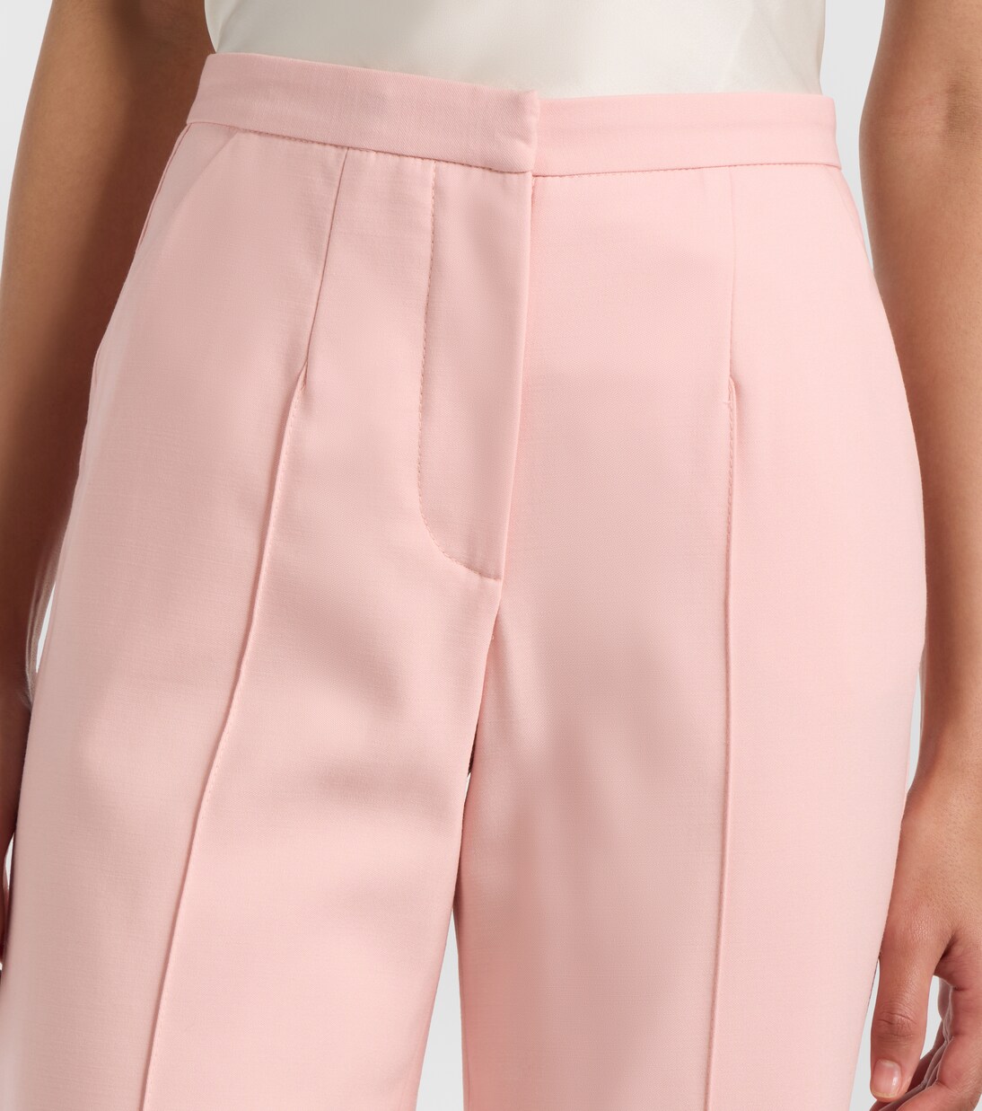 Pleated wool-blend wide-leg pants | Costarellos
