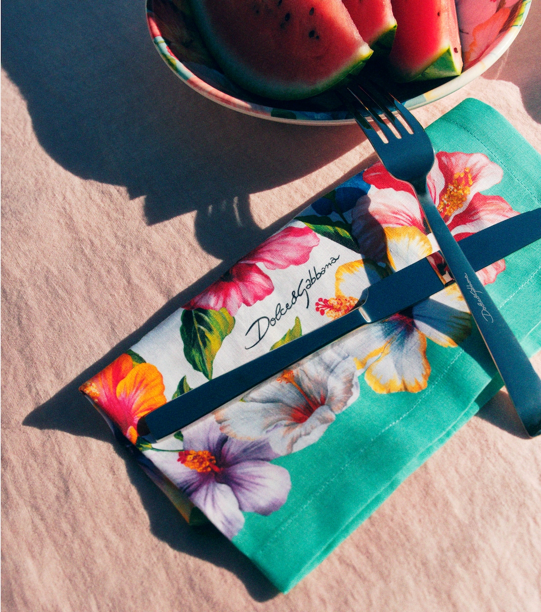 Set of 2 floral linen napkins | Dolce&Gabbana Casa