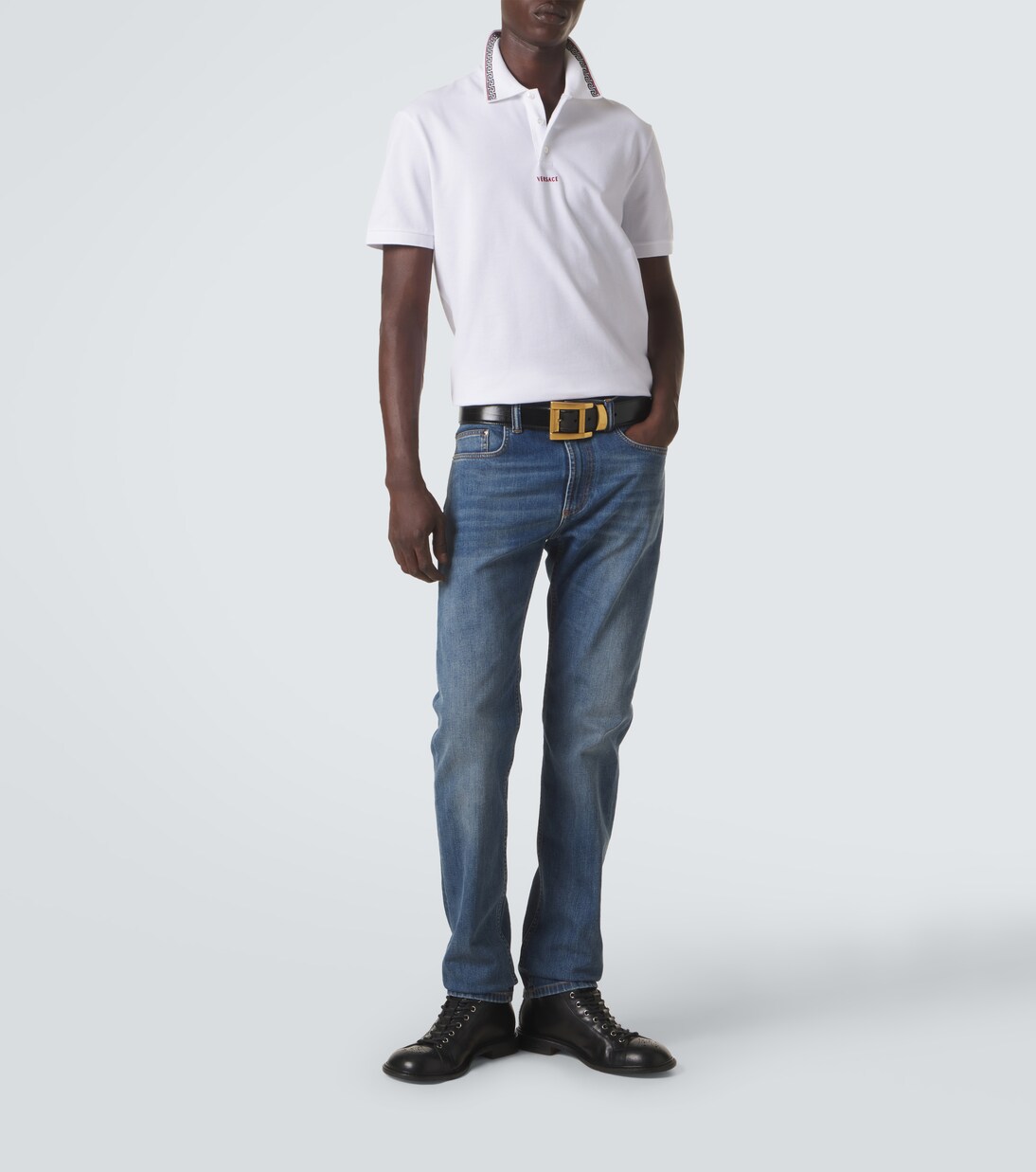 Greca cotton piqué polo shirt | Versace