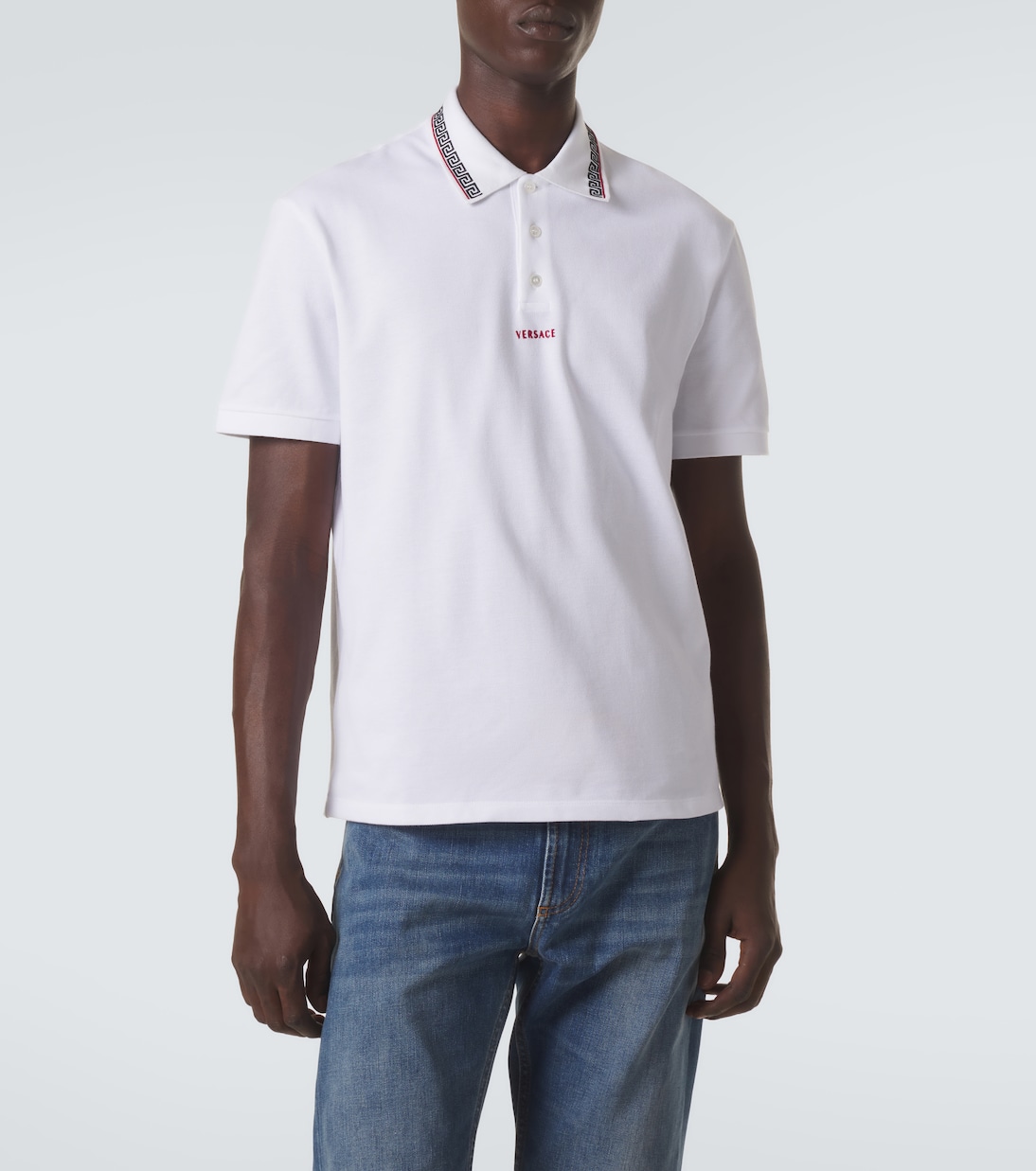 Greca cotton piqué polo shirt | Versace