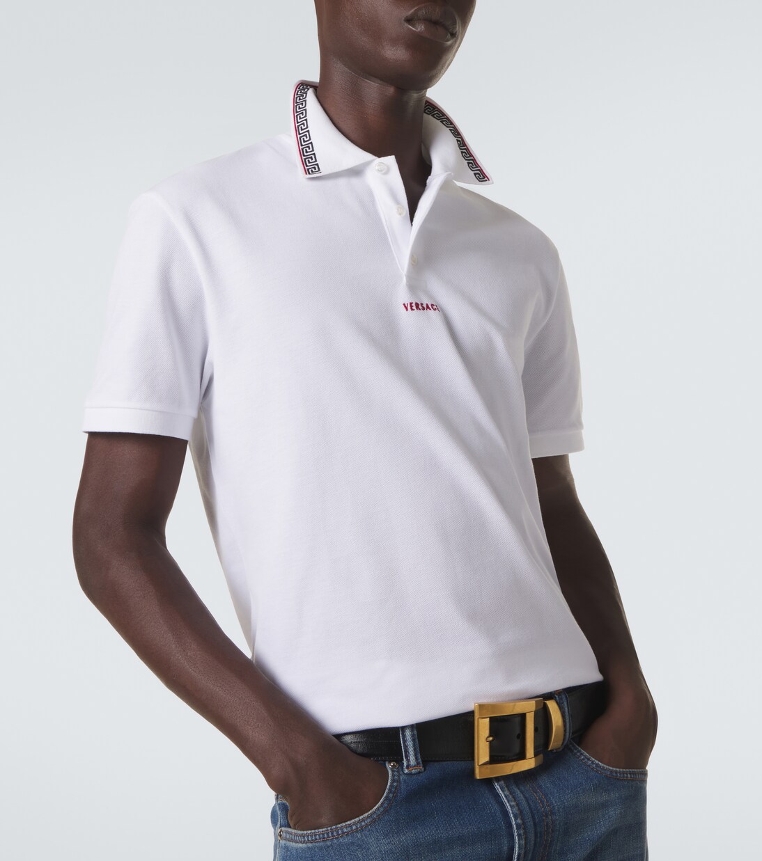 Greca cotton piqué polo shirt | Versace