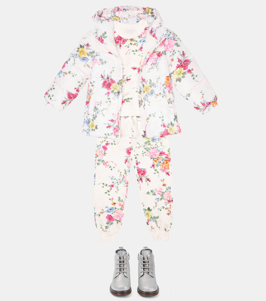 Hooded floral puffer jacket | Monnalisa