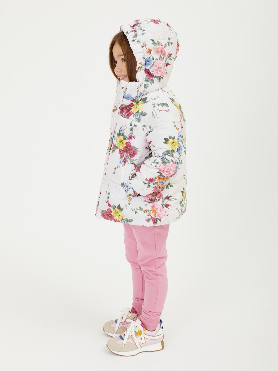 Hooded floral puffer jacket | Monnalisa
