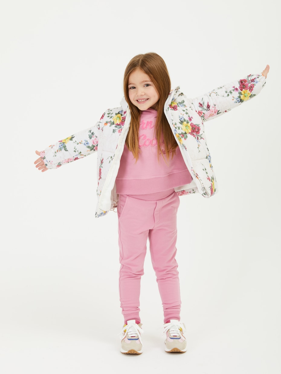 Hooded floral puffer jacket | Monnalisa