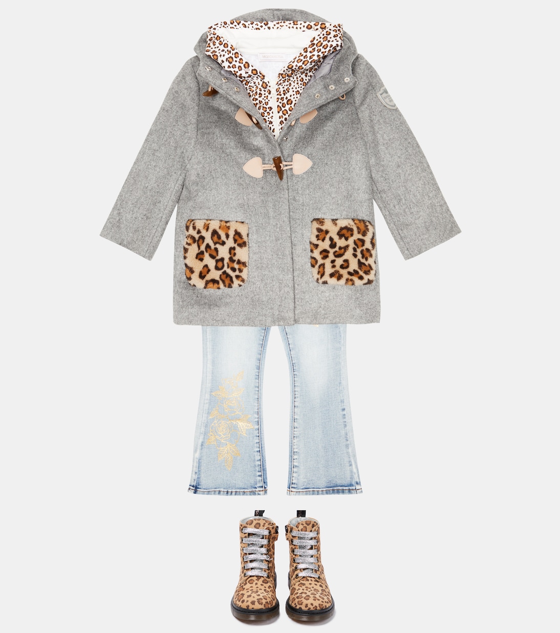 Leopard-print leather boots | Monnalisa