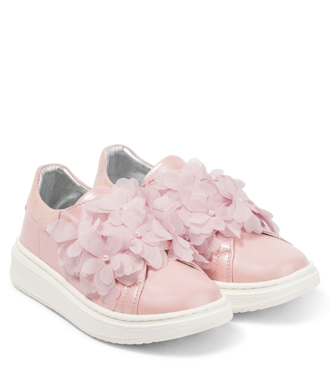 Baby floral appliqué leather sneakers | Monnalisa