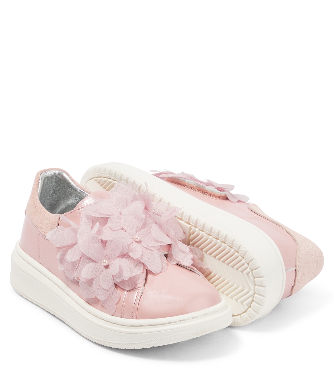 Baby floral appliqué leather sneakers | Monnalisa