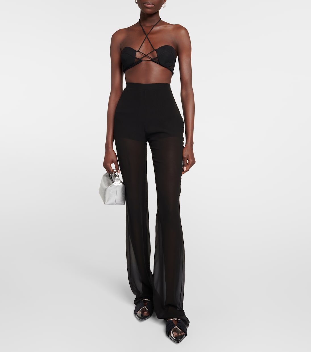 Tulle-trimmed wool bustier | Nensi Dojaka