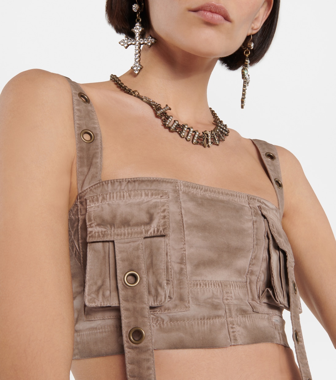 Cropped-Top aus Denim | Blumarine