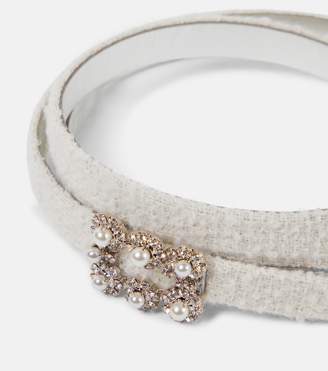 Bouclé-trimmed leather belt | Roger Vivier