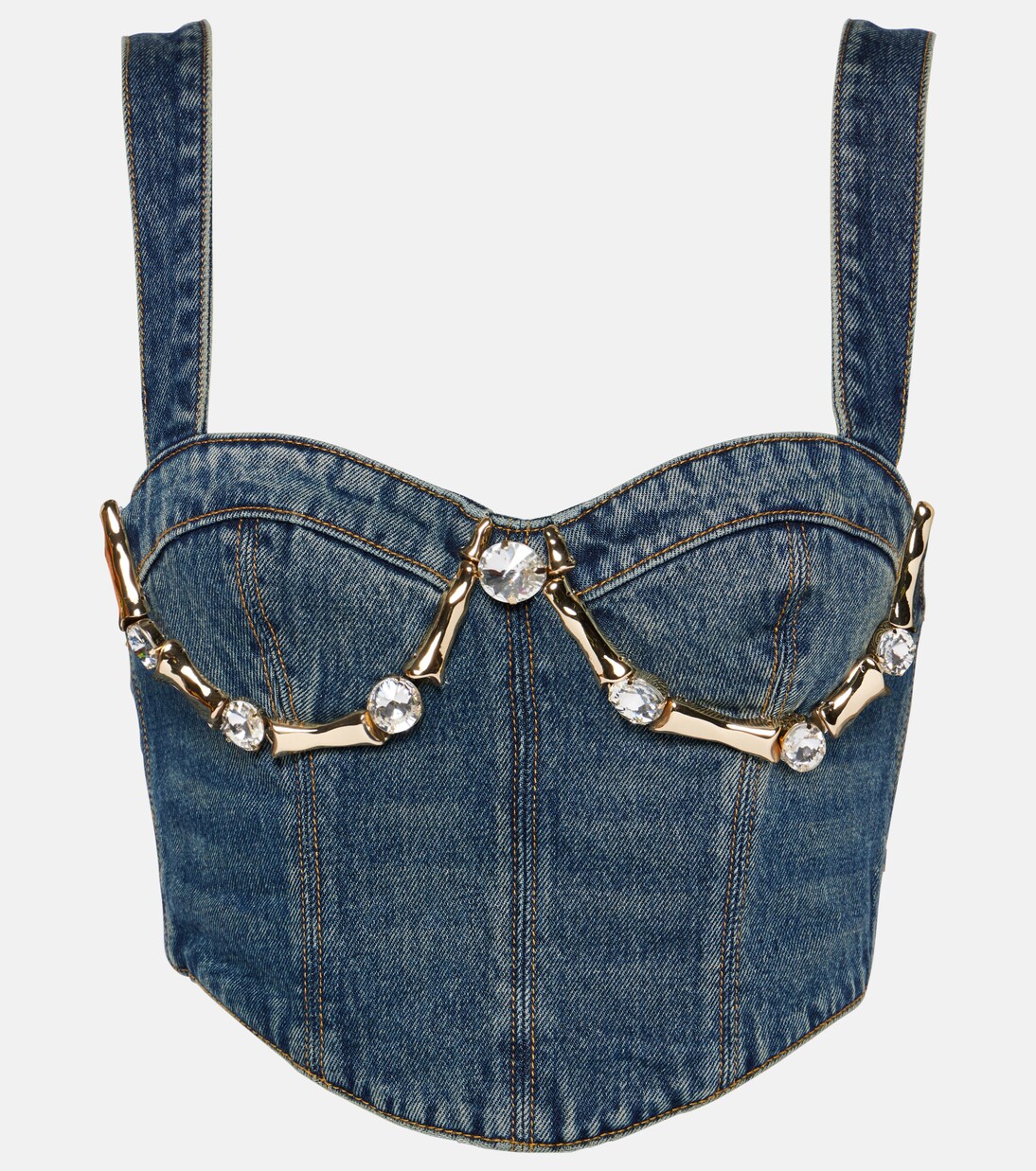 Verziertes Bustier-Top Claw aus Denim | Area