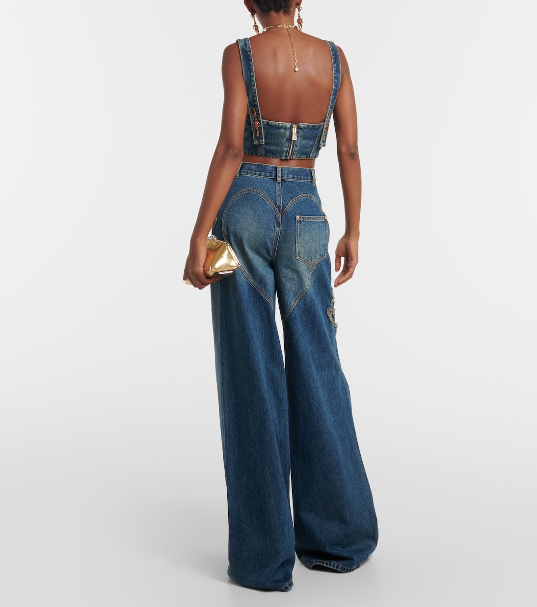 Verziertes Bustier-Top Claw aus Denim | Area