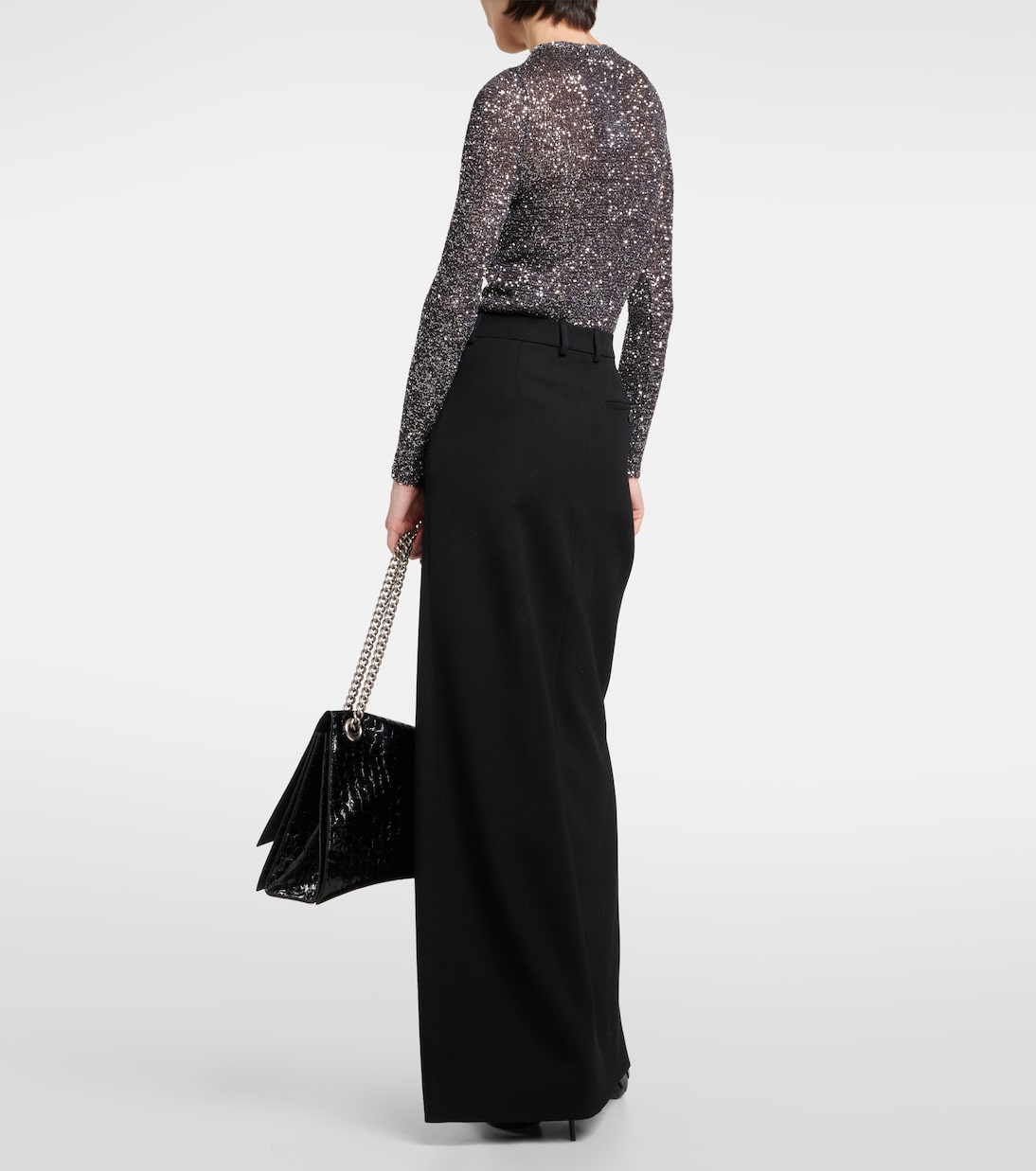 Side-slit wool twill maxi skirt | Balenciaga