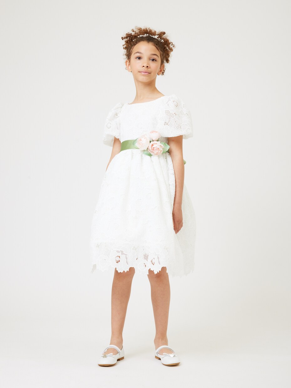 Veronica Pizzo puff-sleeve dress | Monnalisa