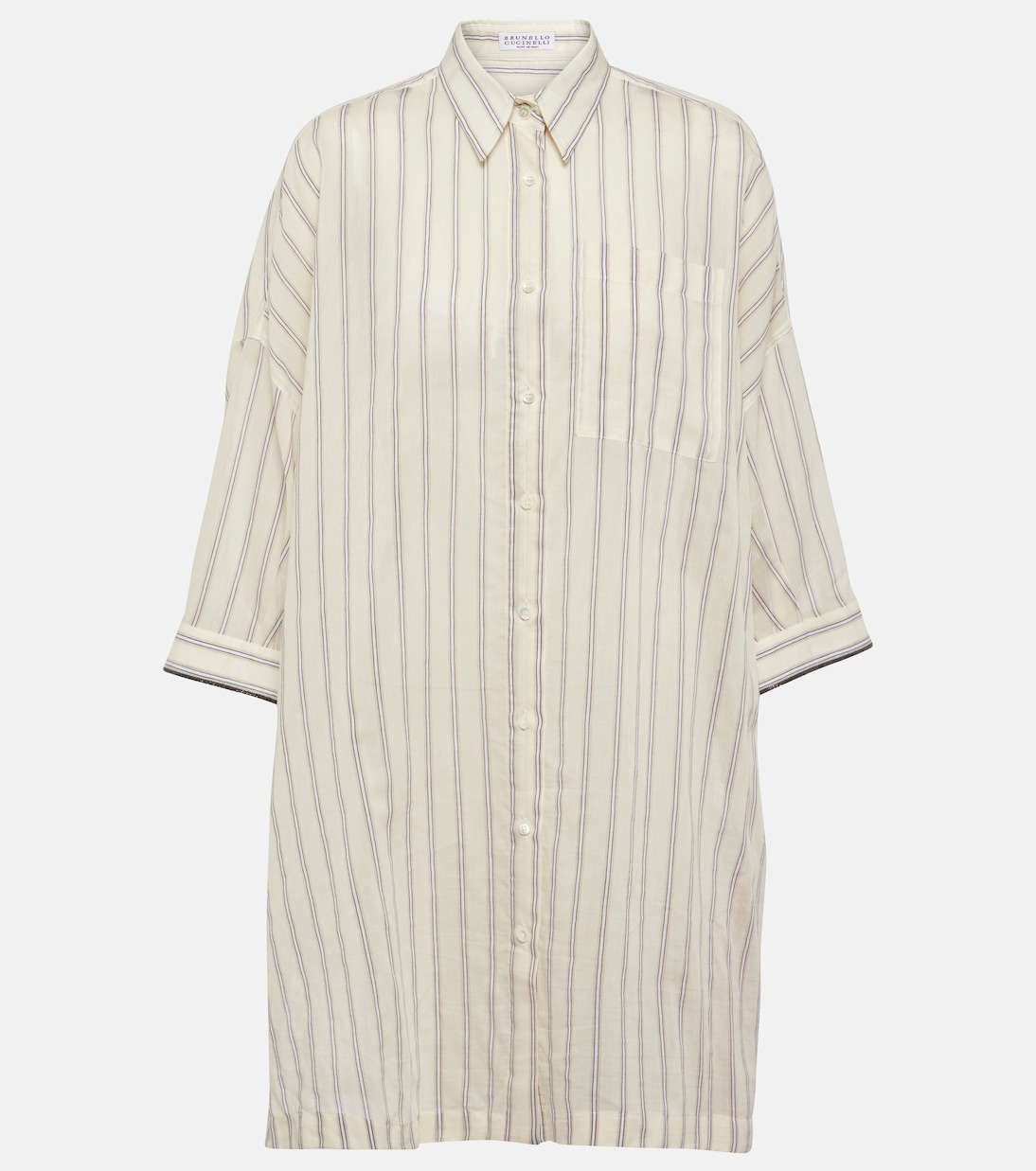 Striped cotton and silk shirt | Brunello Cucinelli