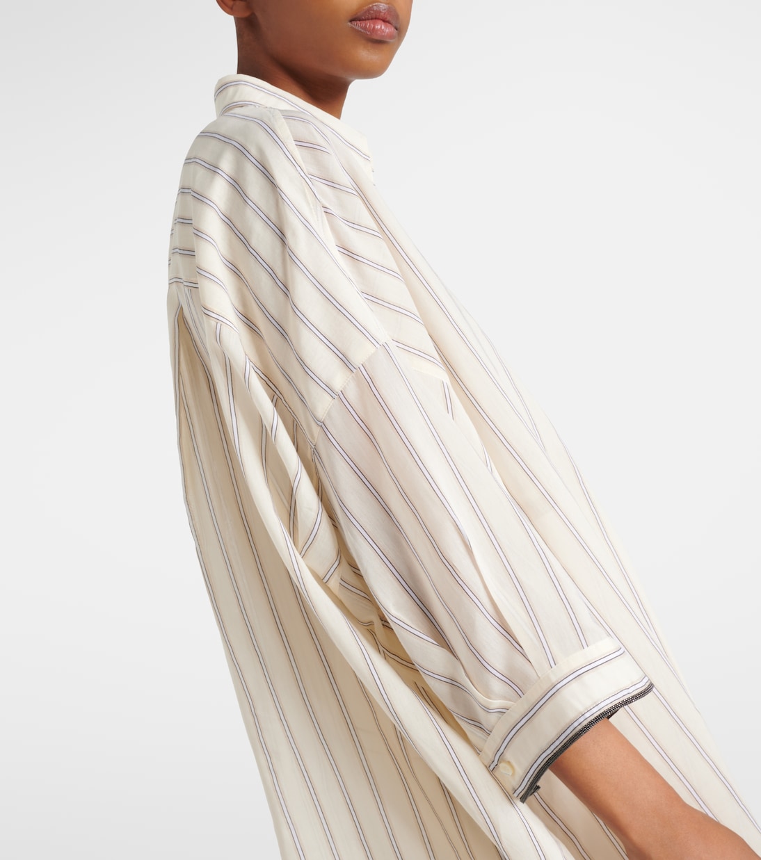 Striped cotton and silk shirt | Brunello Cucinelli