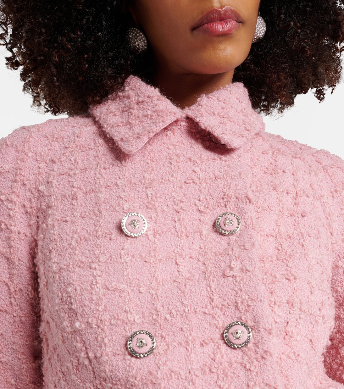 Double-breasted bouclé tweed jacket | Versace