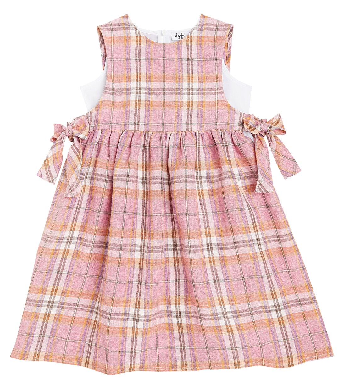 Bow-detail checked linen and cotton dress | Il Gufo