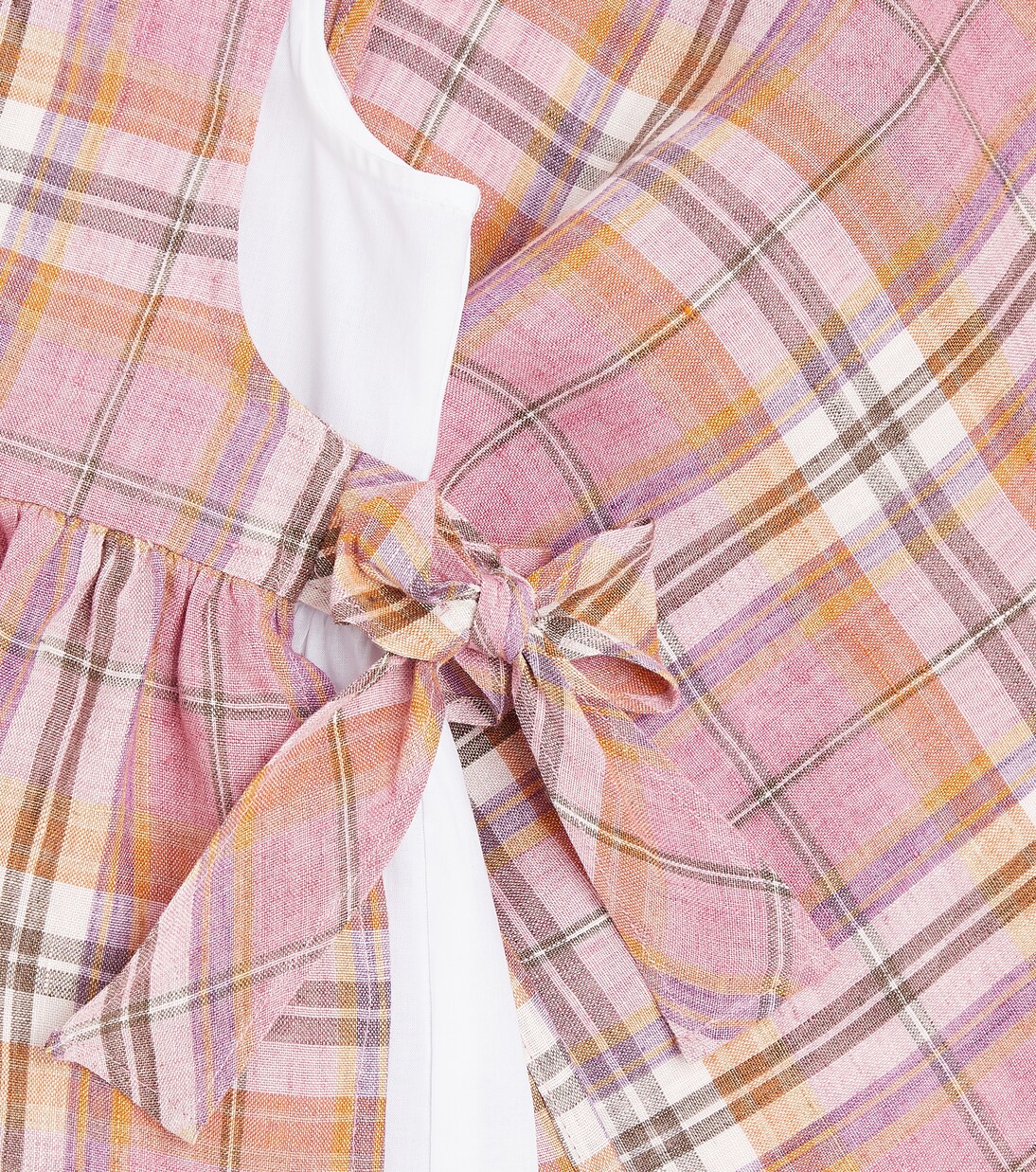 Bow-detail checked linen and cotton dress | Il Gufo