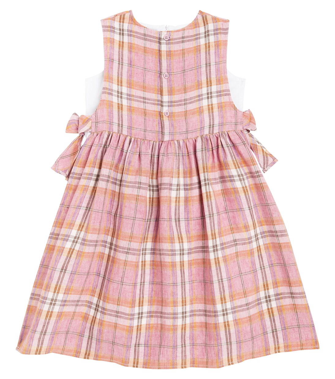 Bow-detail checked linen and cotton dress | Il Gufo