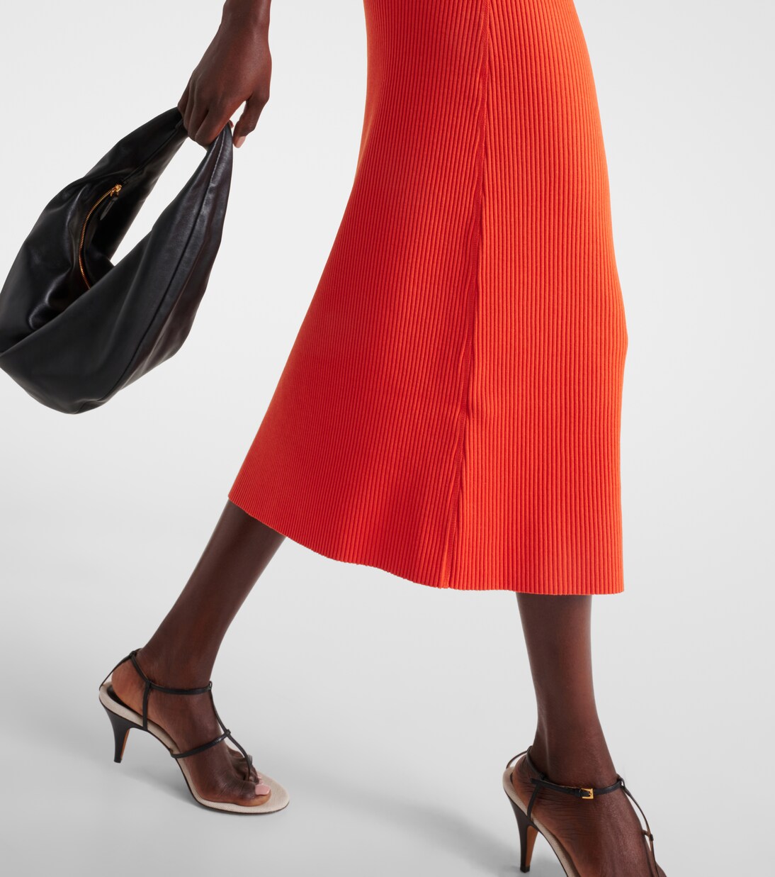 Ribbed-knit cotton-blend midi skirt | Vince