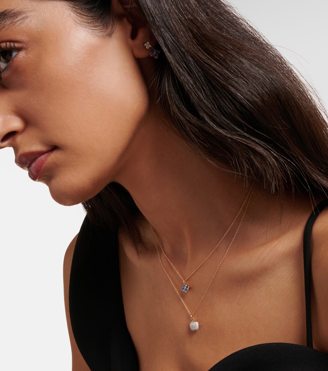 Halskette Luckiest Clover aus 10kt Gelbgold mit Saphiren | Stone and Strand