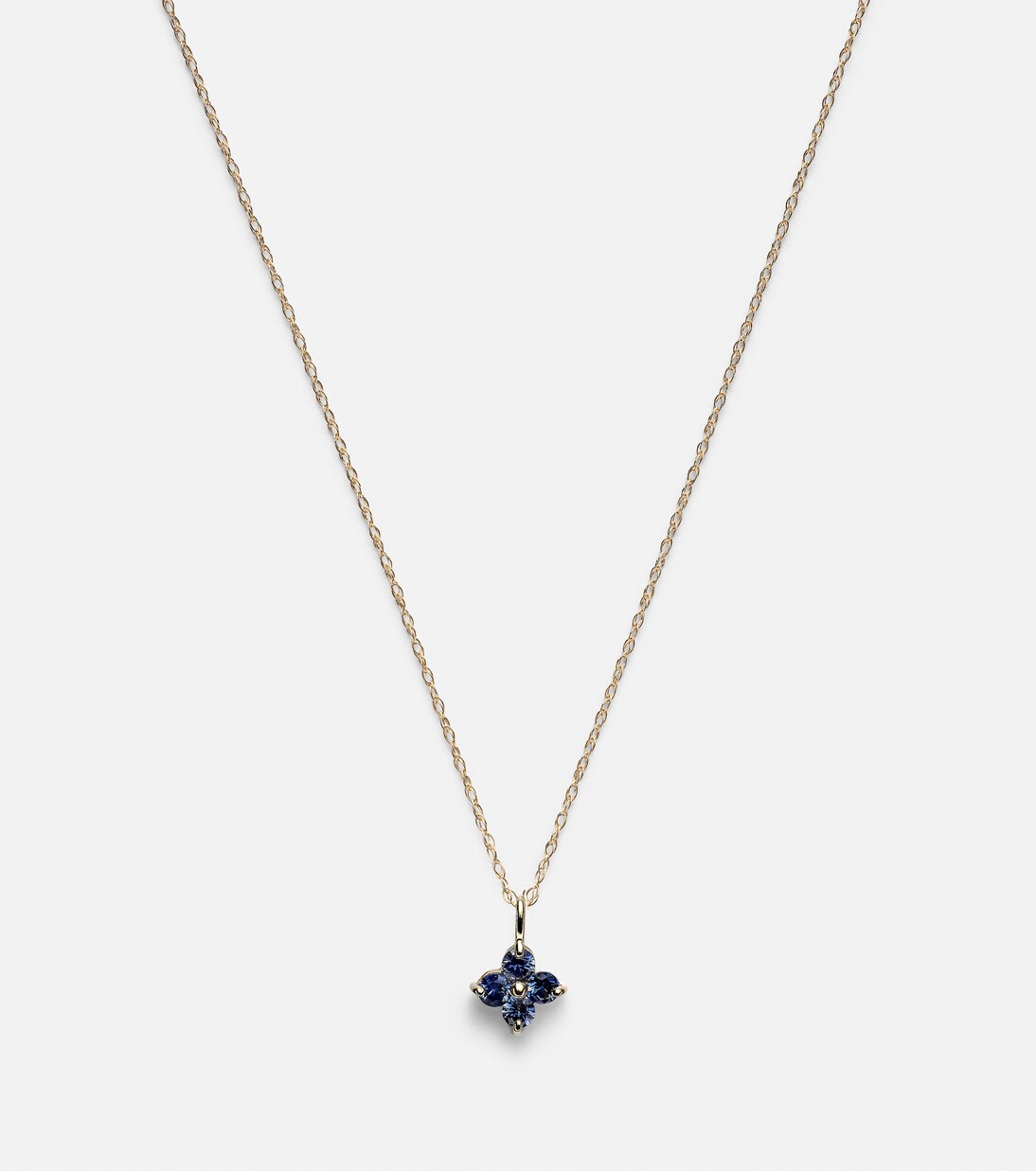 Halskette Luckiest Clover aus 10kt Gelbgold mit Saphiren | Stone and Strand