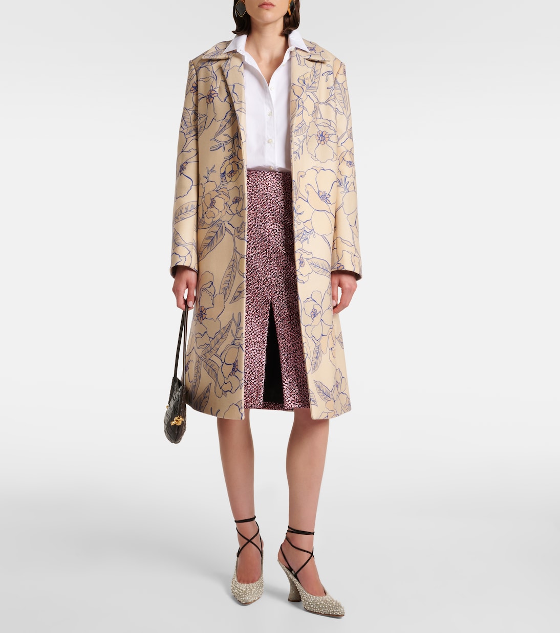 Trench in misto lana con stampa | Dries Van Noten