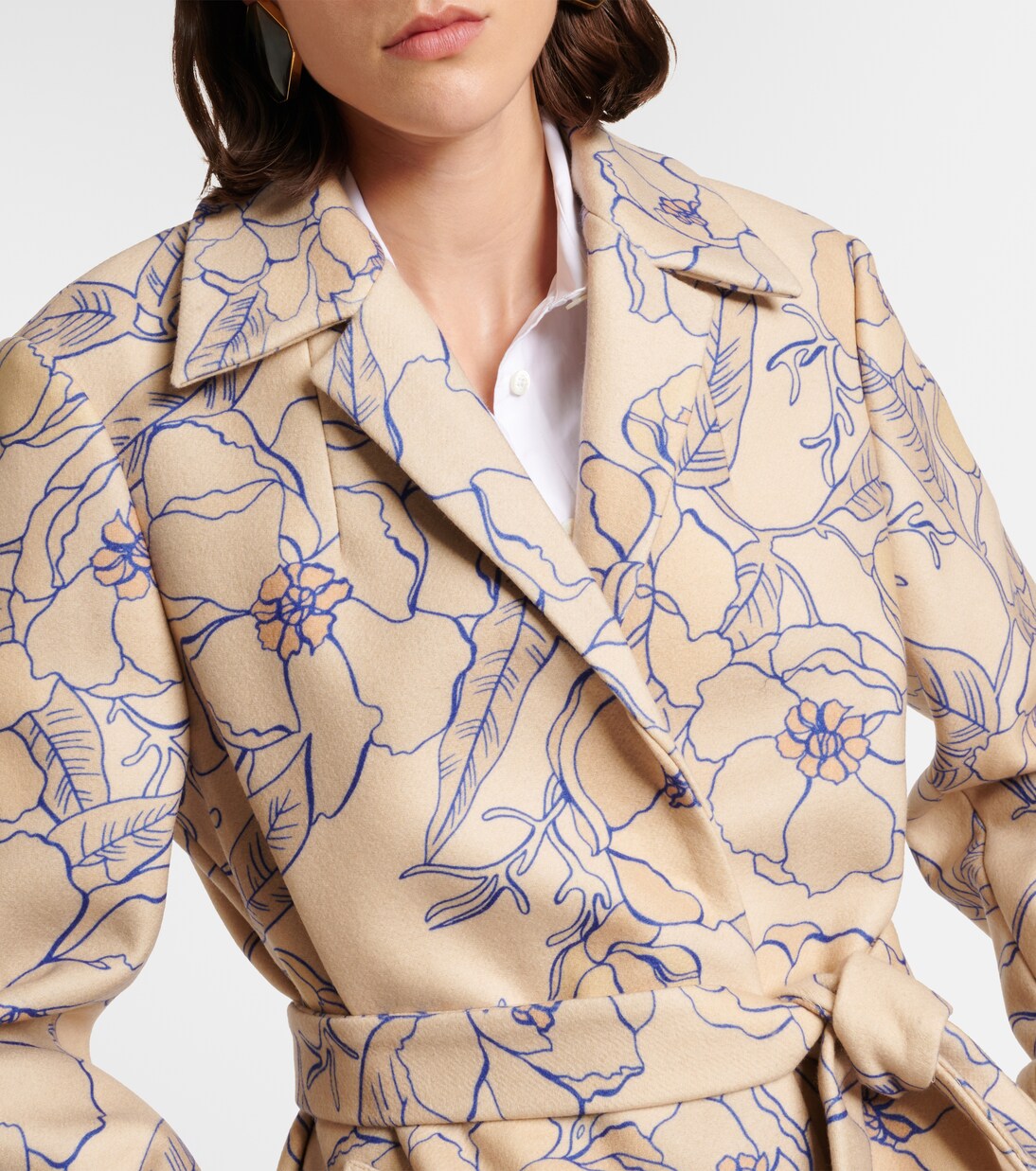 Trench in misto lana con stampa | Dries Van Noten