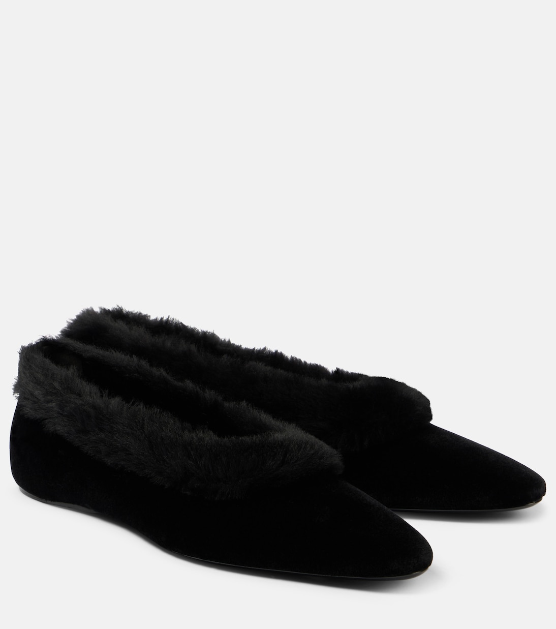 Ballerinas aus Samt mit Shearling | Toteme