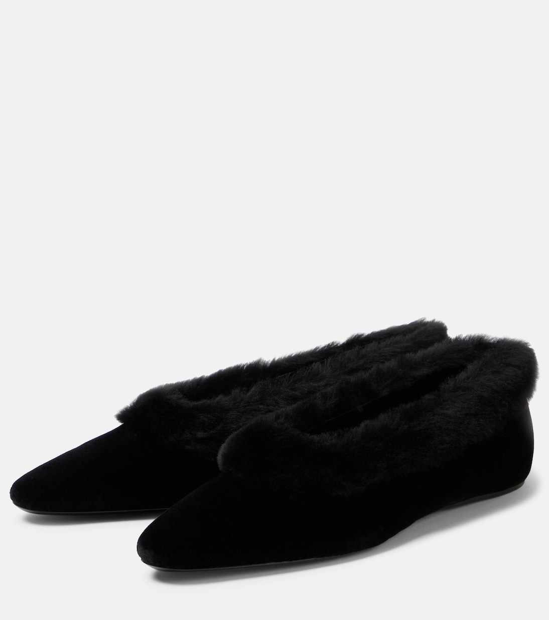 Ballerinas aus Samt mit Shearling | Toteme