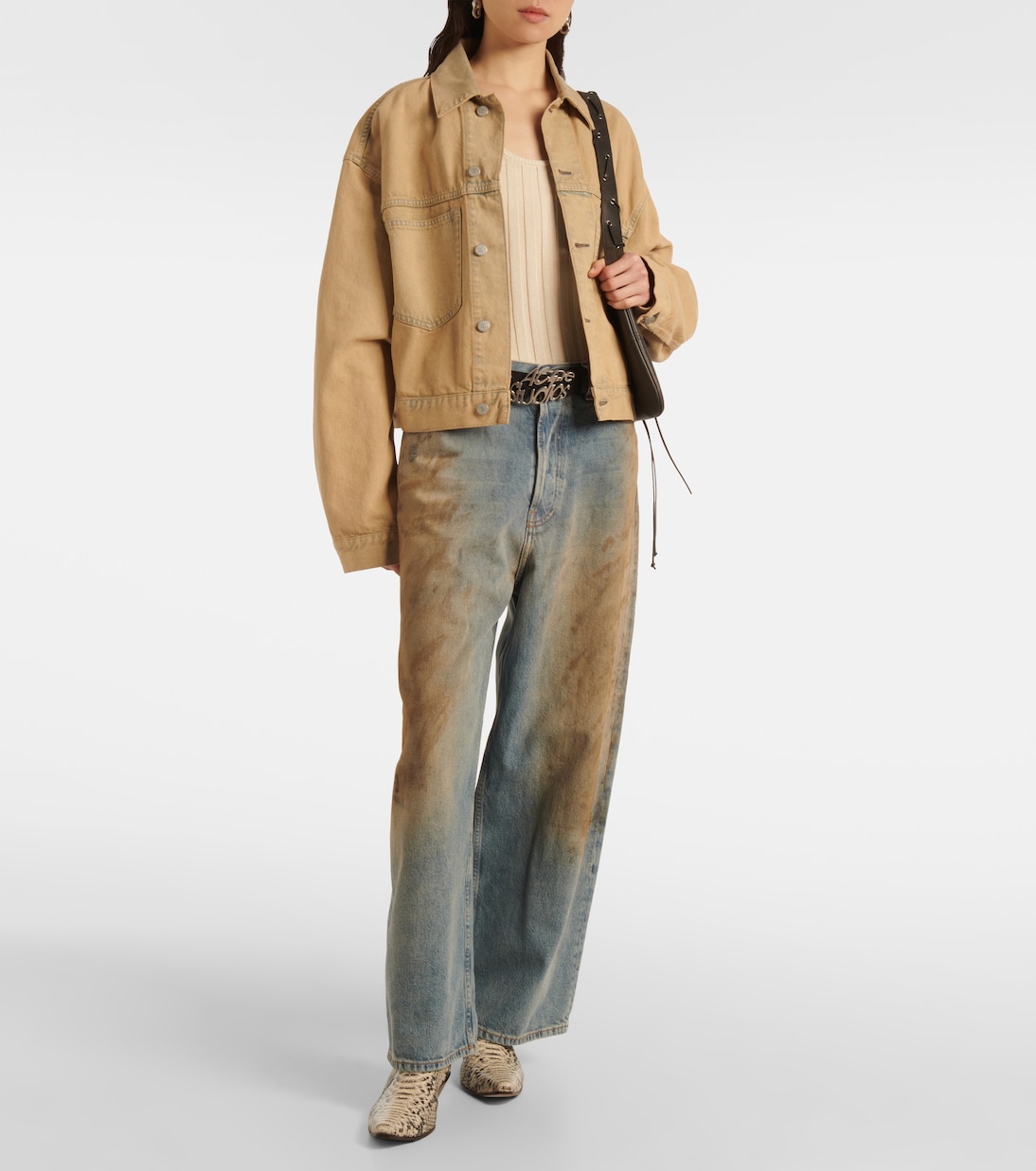 Distressed ribbed-knit cotton-blend tank top | Acne Studios