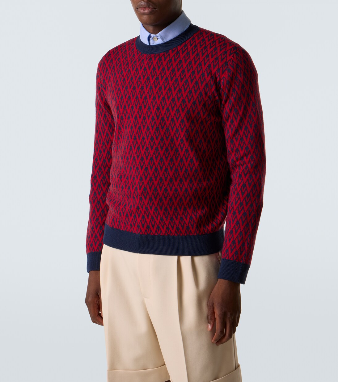 Toute La V virgin wool jacquard sweater | Valentino