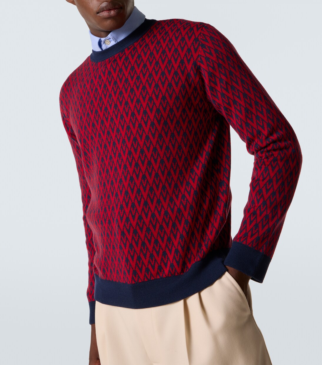 Toute La V virgin wool jacquard sweater | Valentino