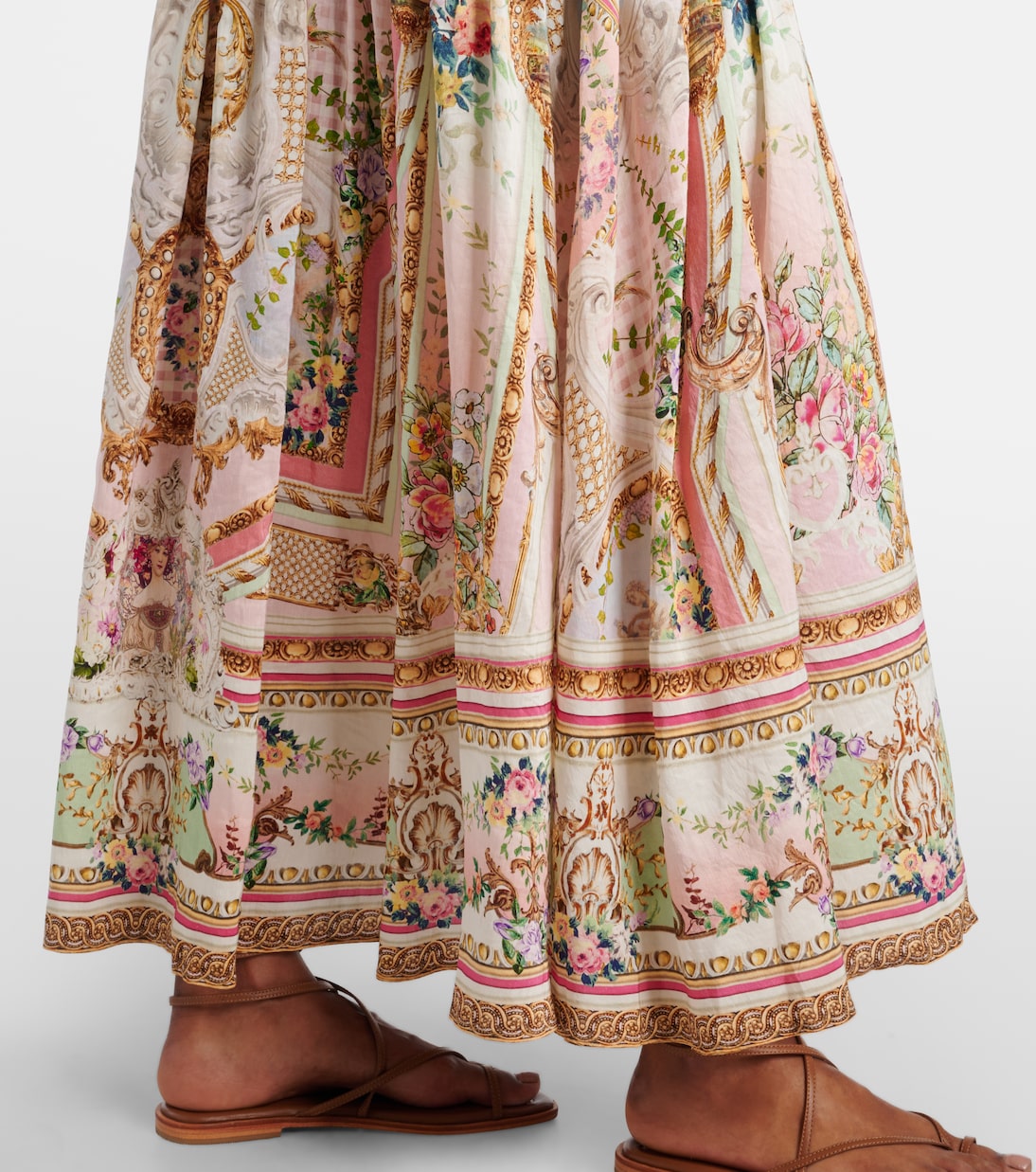 Gathered linen and silk maxi skirt | Camilla