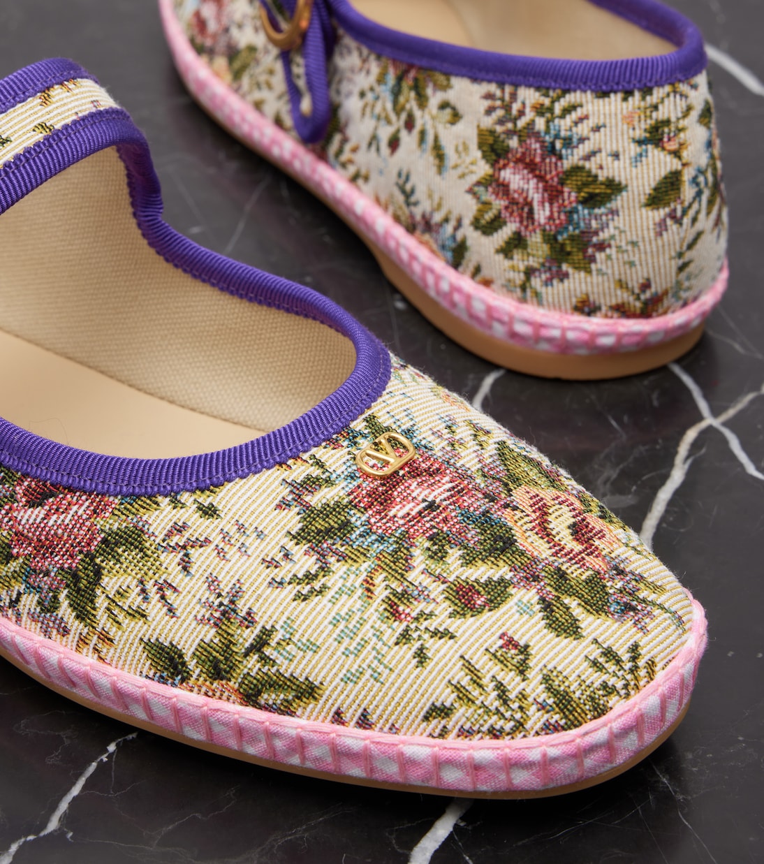 Endouce floral Mary Jane flats | Valentino Garavani