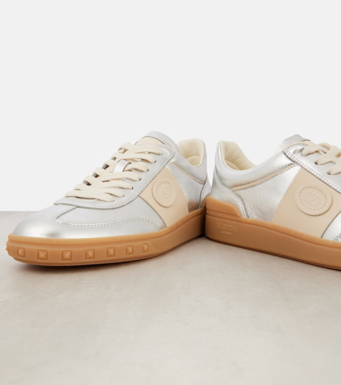 Upvillage VLogo metallic leather sneakers | Valentino Garavani