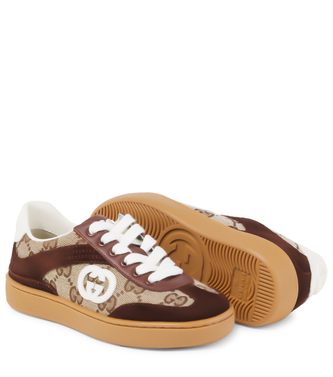 Interlocking G suede-trimmed sneakers | Gucci Kids
