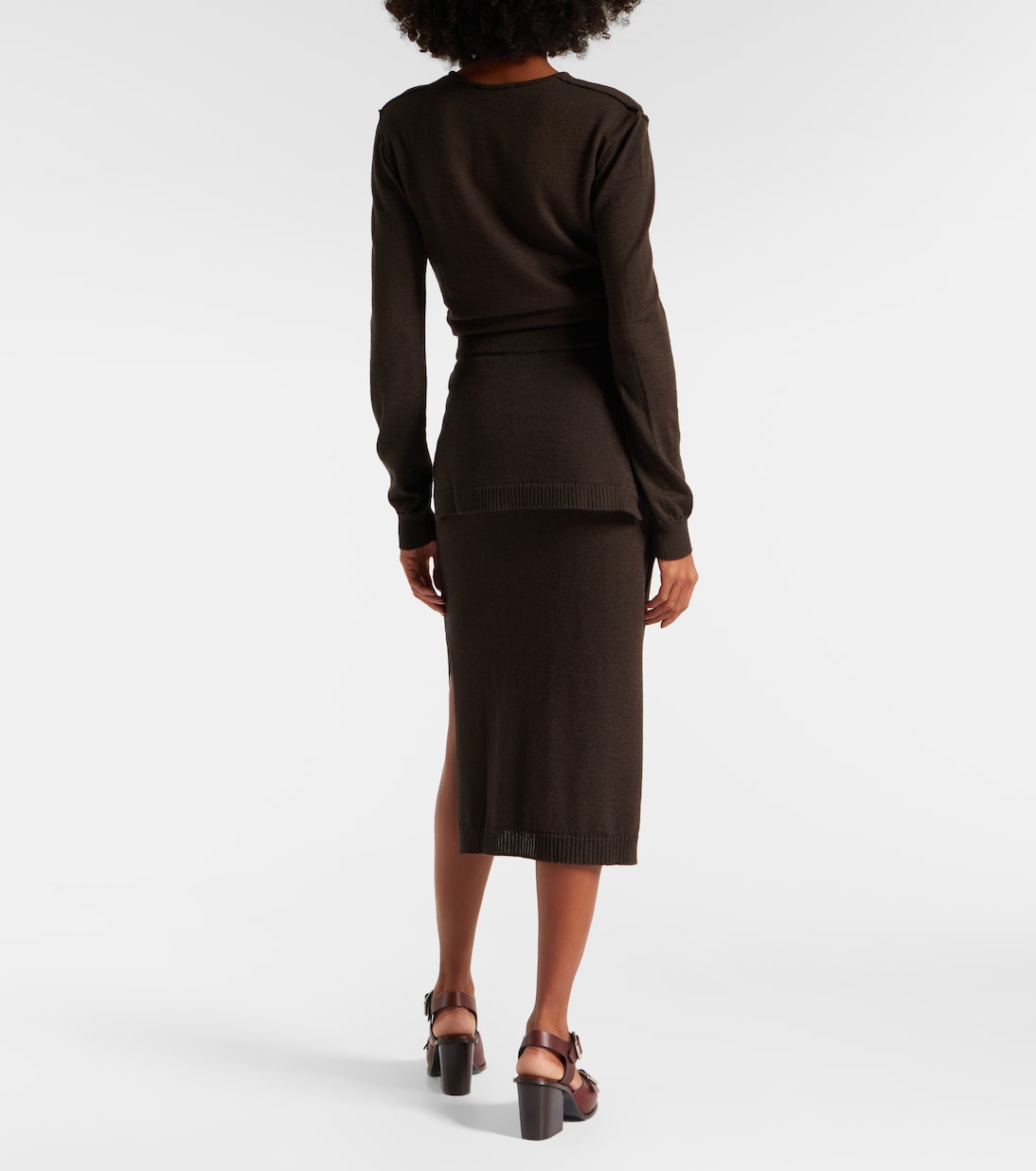 Trompe L'œil wool-blend midi skirt | Lemaire